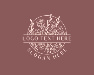 Events Place - Floral Garden Emblem logo design