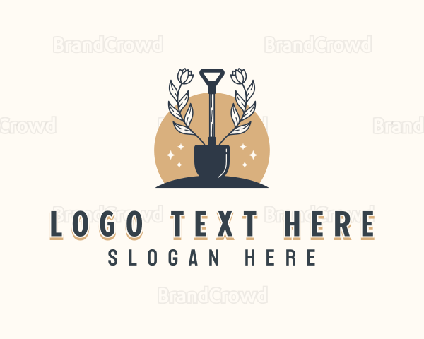 Floral Landscaping Shovel Logo