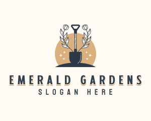 Floral Landscaping Shovel logo design