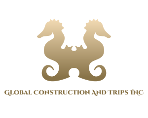 Maritime - Gold Double Seahorse logo design