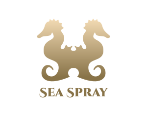 Gold Double Seahorse logo design