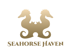 Seahorse - Gold Double Seahorse logo design
