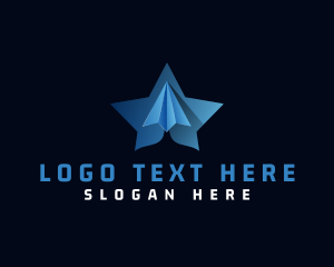 Airplane - Star Paper Plane logo design