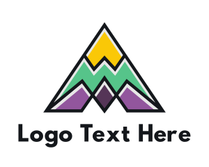 Line - Multi Color Triangle Mountain logo design