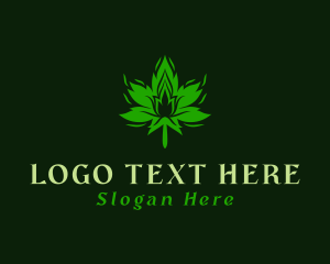 Ganja - Marijuana Leaf Flame logo design