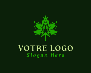 Marijuana Leaf Flame  Logo