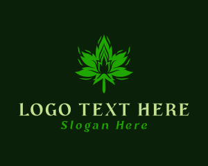 Marijuana Leaf Flame  Logo