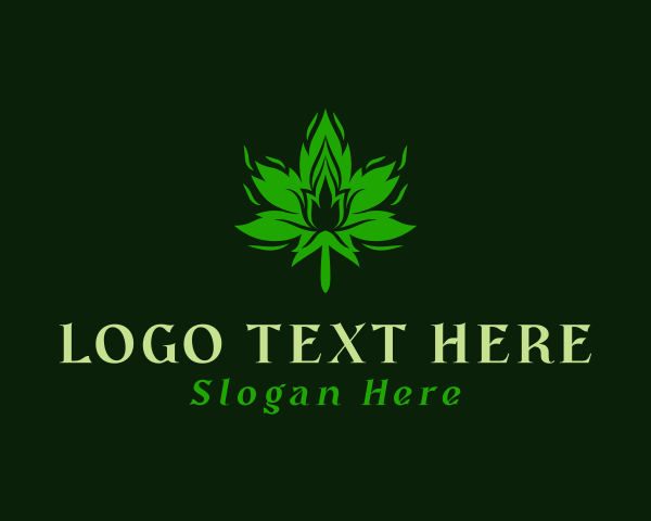 Smoke - Marijuana Leaf Flame logo design