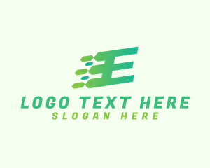 Line Motion - Green Speed Motion Letter E logo design