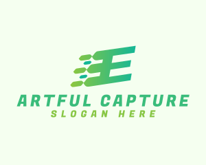 App - Green Speed Motion Letter E logo design