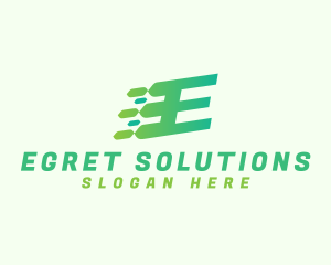 Green Speed Motion Letter E logo design