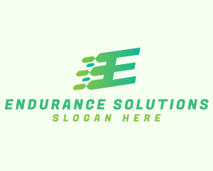 Green Speed Motion Letter E logo design