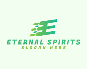 Green Speed Motion Letter E logo design