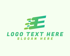 Communication - Green Speed Motion Letter E logo design