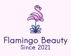 Flamingo - Monoline Tropical Flamingo logo design