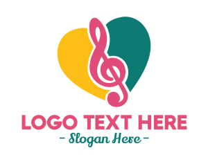Vocals - Music Clef Heart logo design