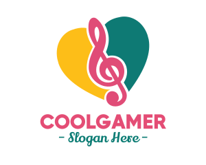 Sing - Music Clef Heart logo design