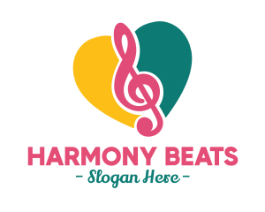 Music Clef Heart logo design