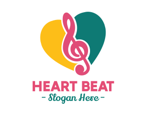 Music Clef Heart logo design