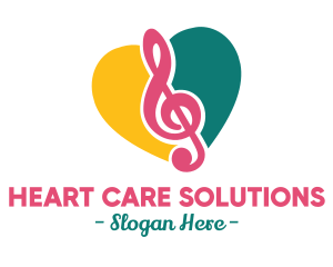 Music Clef Heart logo design