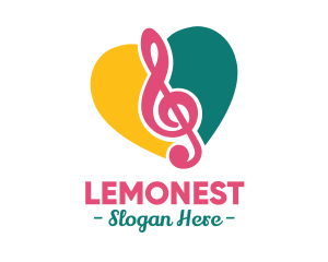 Compose - Music Clef Heart logo design