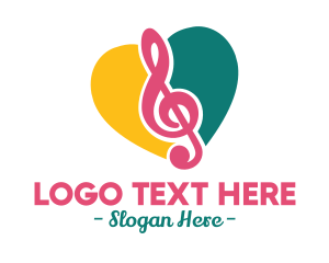 Lover - Music Clef Heart logo design