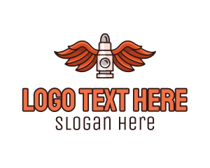 Firearm - Winged Bullet Rocket logo design