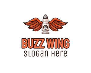 Winged Bullet Rocket logo design