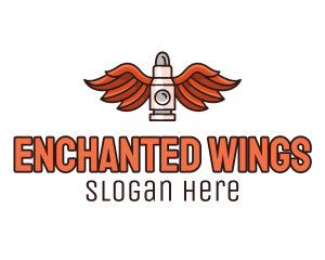 Winged Bullet Rocket logo design