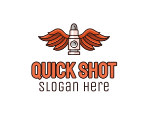 Shot - Winged Bullet Rocket logo design
