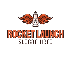Projectile - Winged Bullet Rocket logo design