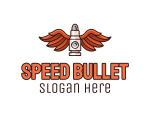 Bullet - Winged Bullet Rocket logo design