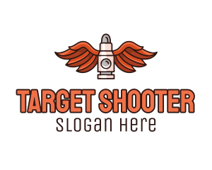 Shooter - Winged Bullet Rocket logo design
