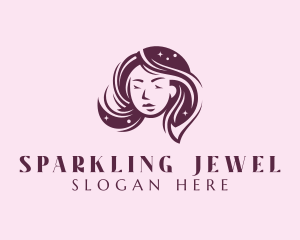 Woman Hair Sparkle logo design