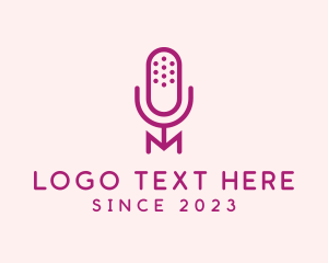Digital Podcast - Microphone Letter M logo design
