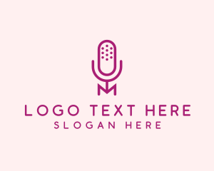 Streamer - Microphone Letter M logo design
