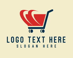 Grocery App - Red Shopping Cart Speed logo design