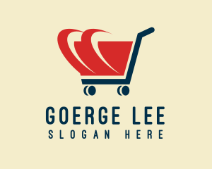 Online Shopping - Red Shopping Cart Speed logo design