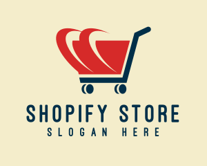 Red Shopping Cart Speed logo design