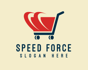 Red Shopping Cart Speed logo design