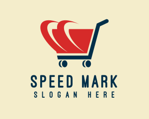 Red Shopping Cart Speed logo design