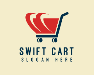 Red Shopping Cart Speed logo design