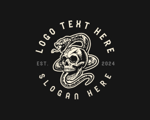 Coiled - Skull Serpent Snake logo design