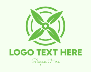 Electric Fan - Green Leaf Propeller logo design