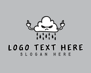 Rain - Rain Cloud Middle Finger logo design