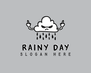 Rain Cloud Middle Finger logo design