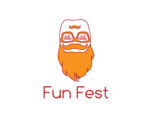 Fest - Hipster Beard DJ Music Man logo design