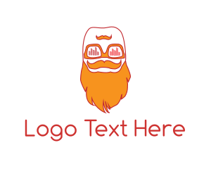 Hipster Beard DJ Music Man Logo