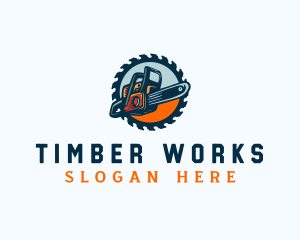 Chainsaw Logging Woodcutter logo design