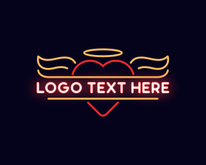 Sex Shop - Angel Heart Erotic Neon logo design